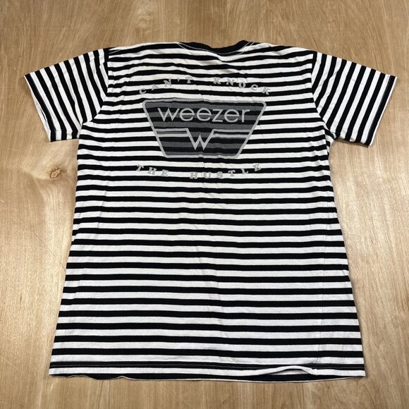 Weezer Mens Black& White Striped Short Sleeve T-Shirt Size Small - Picture 4 of 5